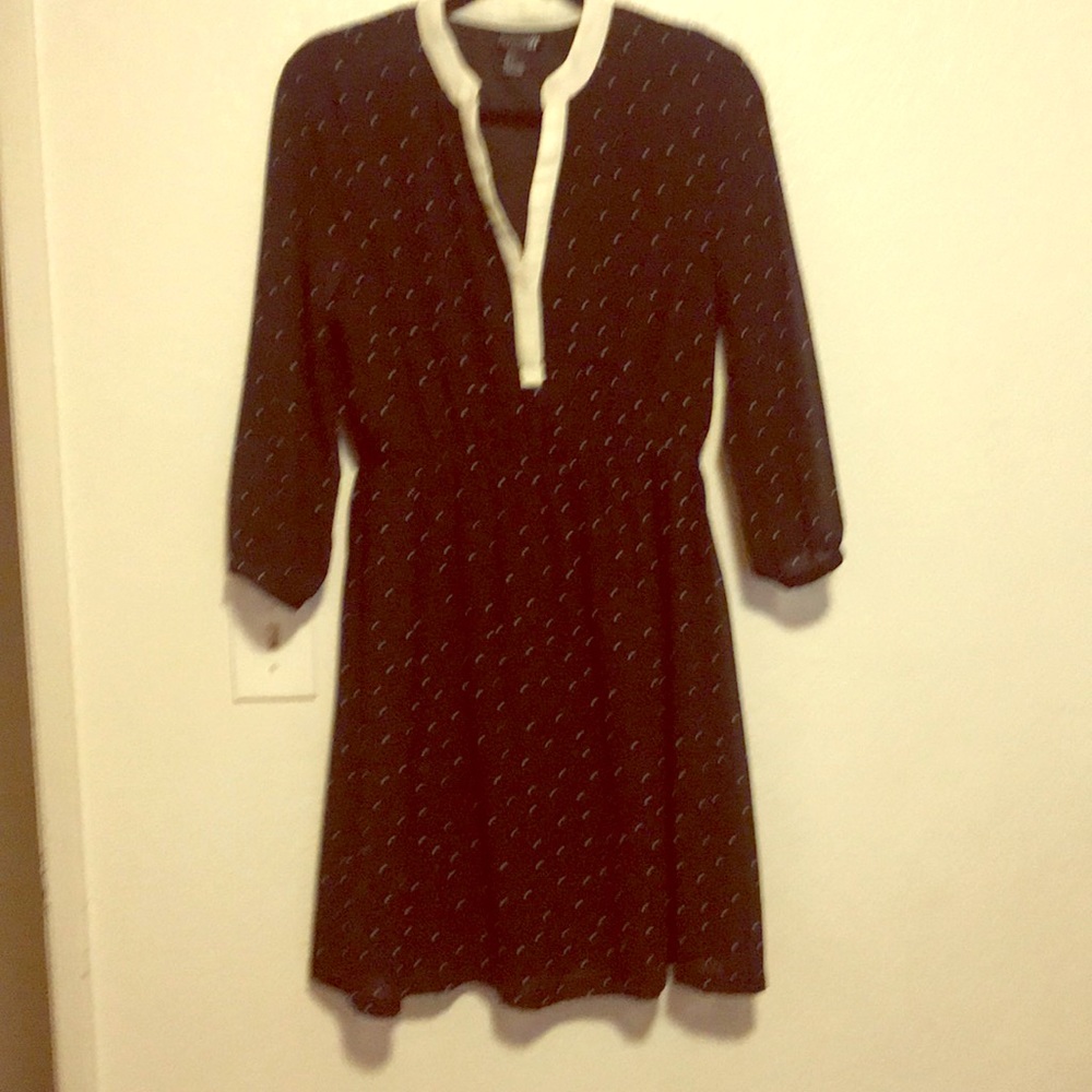Mid/long sleeve black polka dot dress